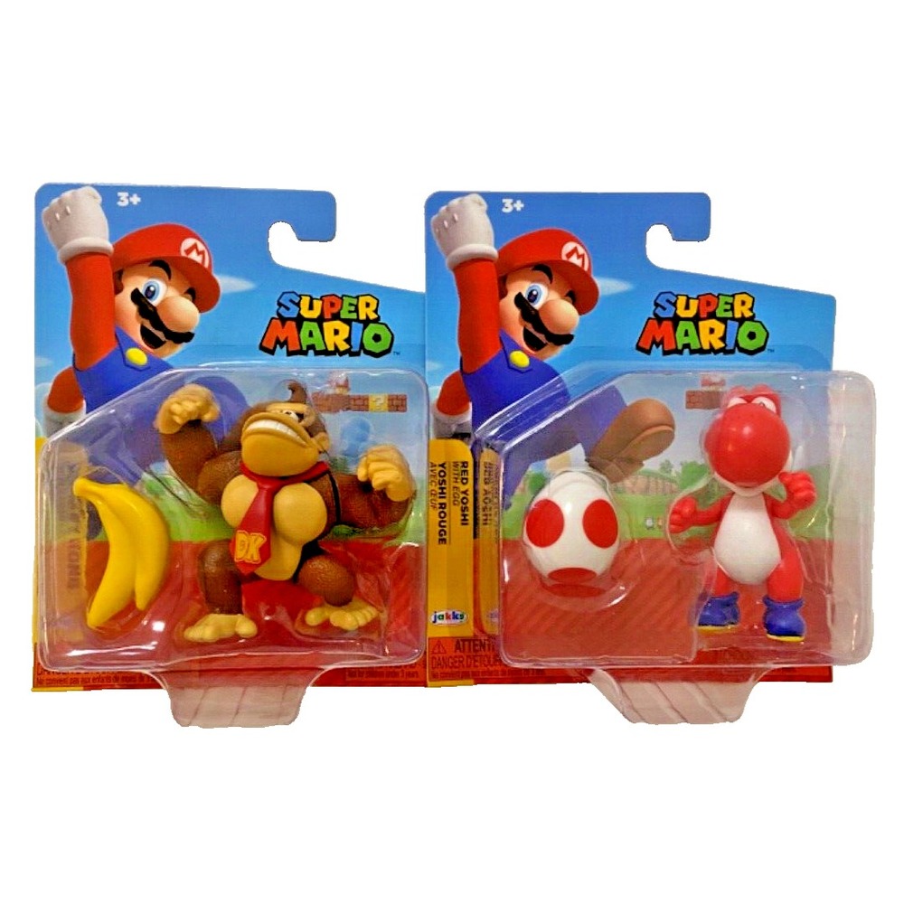 DONKEY KONG & RED YOSHI Super Mario Jakks Pacific 3" Figures